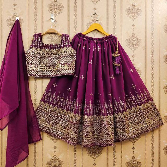 Green Well Georgette Purple Wholesale kids wear distributor